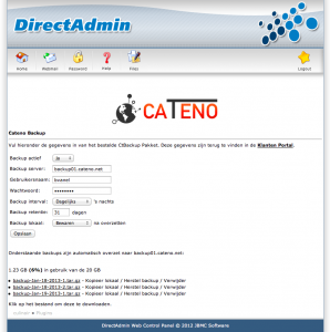 CtBackup Directadmin Plugin instellingen