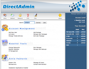 Reseller Directadmin panel