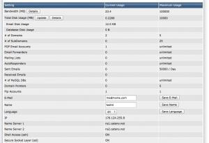 Webhosting Directadmin details